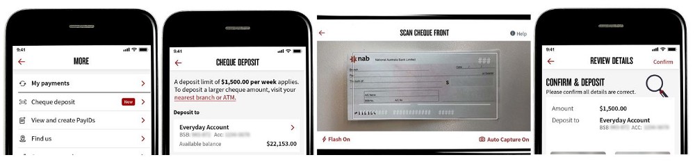NAB Digital Cheque deposit in app