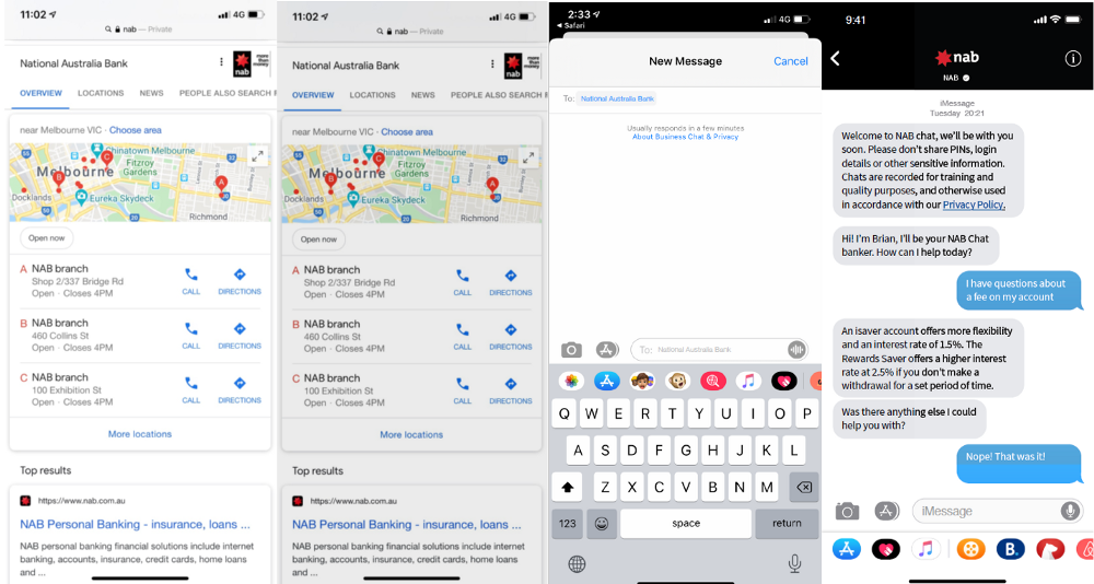 NAB Digital Strategy : iMessage Chat Support